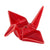 Red ceramic model of a crane on a white background