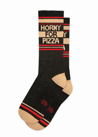Horny For Pizza Gym Socks, by Gumball Poodle. Made in USA!