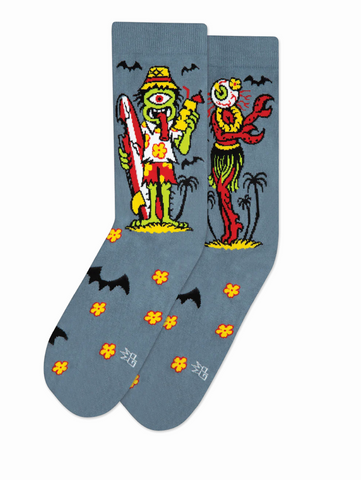 Monster Beach Party Socks, by Gumball Poodle. Made in the USA!