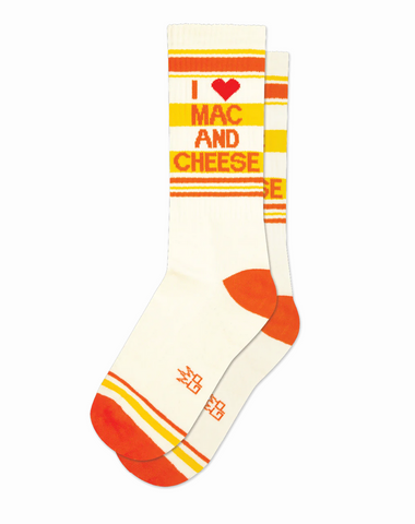 I ❤️ Mac N Cheese Ribbed Gym Socks, by Gumball Poodle. Made in USA!