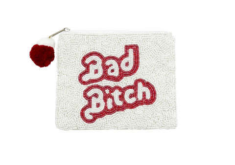 Bad Bitch Beaded Coin Purse. Beaded Change Purse, Zipper Pouch