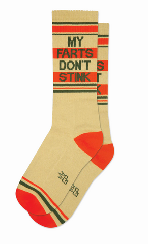 My Farts Don't Stink, Ribbed Gym Socks. By Gumball Poodle, Made in USA!