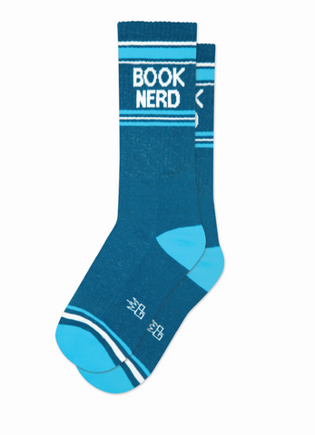 Book Nerd Gym Crew Socks, by Gumball Poodle. Made in USA!