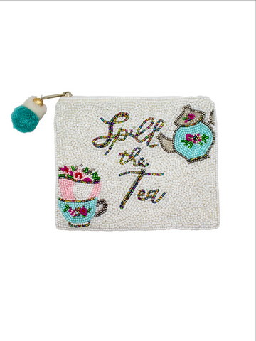 Spill The Tea Beaded Coin Pouch