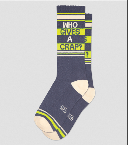 Who Gives a Crap?, Ribbed Gym Socks. By Gumball Poodle, Made in USA!