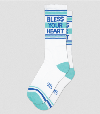 Bless Your Heart, Ribbed Gym Socks. By Gumball Poodle, Made in USA!