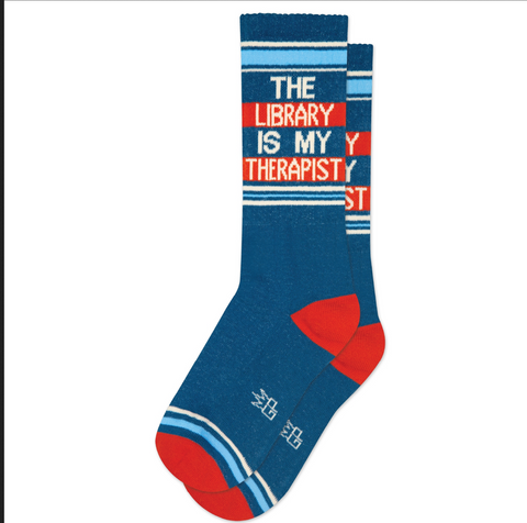 The Library Is My Therapist Socks, By Gumball Poodle, Made in USA!