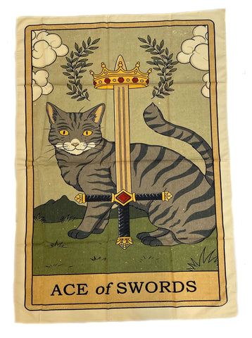 ace of swords cat tarot tapestry