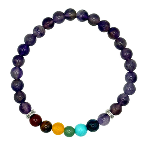 Bracelet with multicolored beads on a white background