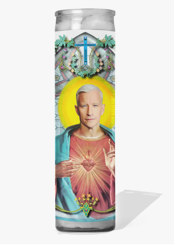 Anderson Cooper Prayer Candle. Celebrity Saint Prayer Candle