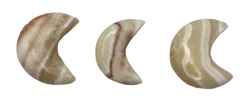Banded Yellow Onyx - Carved Crescent Moon
