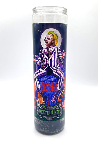 Beetlejuice Prayer Candle. Celebrity Saint Devotional Candle