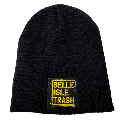 Belle Isle Trash Beanie, Detroit Black Knit Brimless Beanie Cap