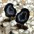Black Amethyst Tabasco Geode Cufflinks - antique brass french cuff hardware