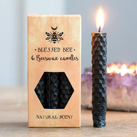 Beeswax Spell Candles 6-Pack - Black or Cream.
