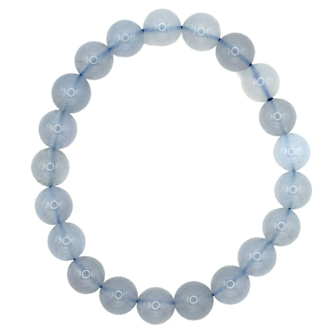 Blue Chalcedony Semi-Freeform Stone Mala Stretch Bracelet