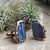 Blue Kyanite Stone Cufflinks, Electroformed Copper