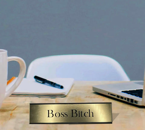 BOSS BITCH, Office Desk Nameplate, Gold