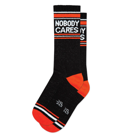 Nobody Cares Ribbed Gym Socks, by Gumball Poodle. Made in USA!