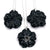 Carved Black Agate Flower Pendants, Sterling Silver Necklace