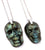 Labradorite Carved Skull Stone Pendant Necklace, Sterling Silver.