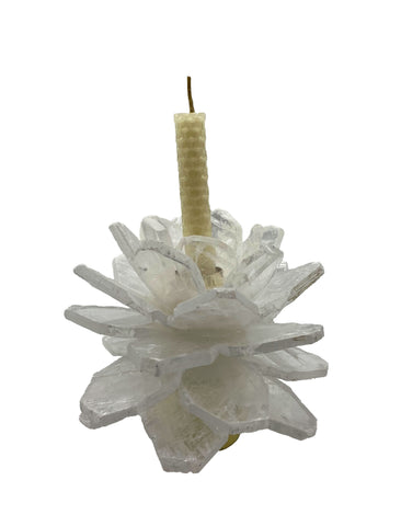 Selenite Flower Candle Holder