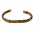 A braided cuff bracelet featuring a twisted pattern of gold, bronze, and silver-toned metal, shown against a plain white background.