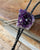 Amethyst Crystal Bolo Tie. Purple Stone Bola Leather Lariat Necklace