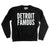 Black sweatshirt with 'Detroit Famous' text on a white background