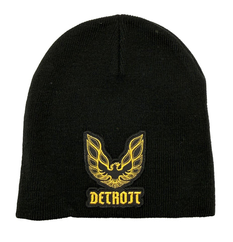 Detroit Phoenix Rising Skullcap, Black Hood Bird No-Cuff Beanie Hat