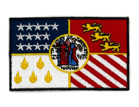 Detroit City Flag Patch, Iron-on Embroidered Patch