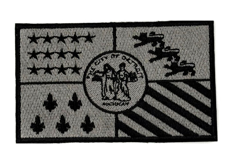 Blackout Detroit Flag Patch, Iron-on Embroidered Patch