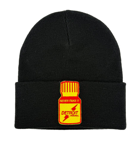 Detroit Original Cuff Beanie Cap, Black - Never Fake it!