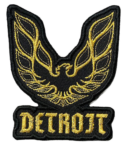 Detroit Phoenix Rising Patch. Hood Bird Parody, Iron-on Embroidered Patch
