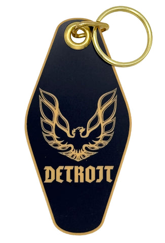 Detroit Phoenix Rising Motel Style Keychain - Firebird Parody Bag Charm
