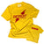 Detroit Original T-Shirt - Never Fake It! Classic Red on Yellow