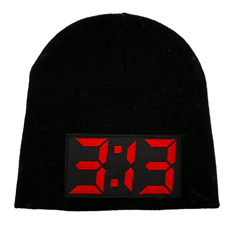 313 Skullcap, Red LED Digital Numbers No-Cuff Beanie Hat