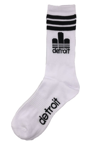 Detroit Renaissance Trefoil Socks. White Crew Cut Gym Socks, by Well Done Goods