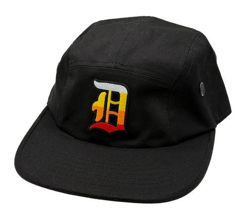 Black cap with a colorful Detroit D logo on a white background