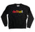 Black sweatshirt with 'deTROit' in multicolor text on a white background