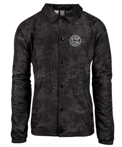Detroit Techno Skate Jacket. Black Camo Nylon Windbreaker Coach's Jacket