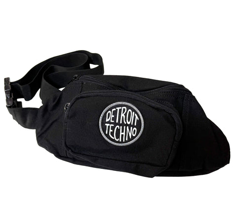 Detroit Techno Fanny Pack, Black Crossbody Waist Bag