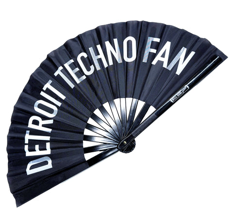 Detroit Techno Fan. Large black printed fabric clack fan