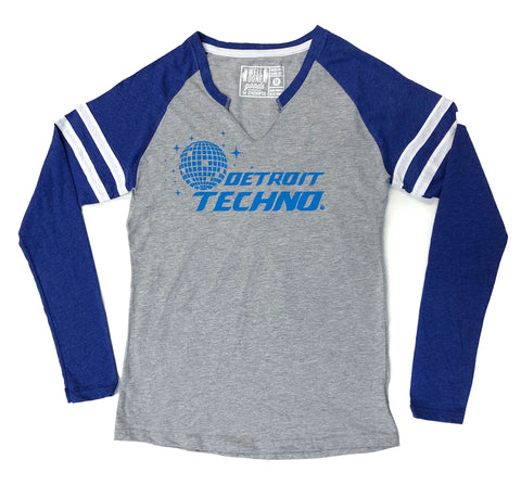 Detroit Techno Football Longsleeve T-shirt, Gameday Women's Logo Flip Shirt