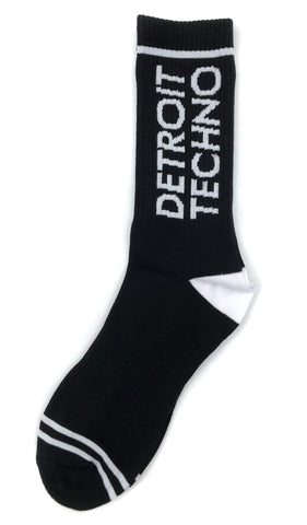 Detroit Techno Socks, Well Done Goods. Black and white Crew Cut Gym Socks