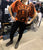 Manhole Cover Women's Crop Top. Detroit Tire Print, Orange
