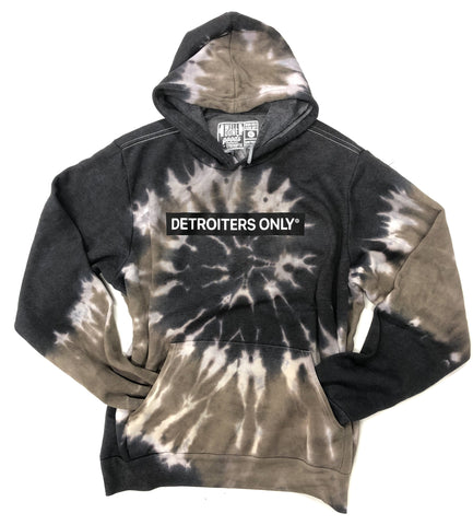 Detroiters Only Pullover Hoodie, Navy & Tan Tie Dye. Limited Edition