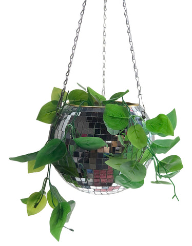 Hanging Disco Ball Planters, Silver Mirror Ball Planter - choose from 4 sizes!
