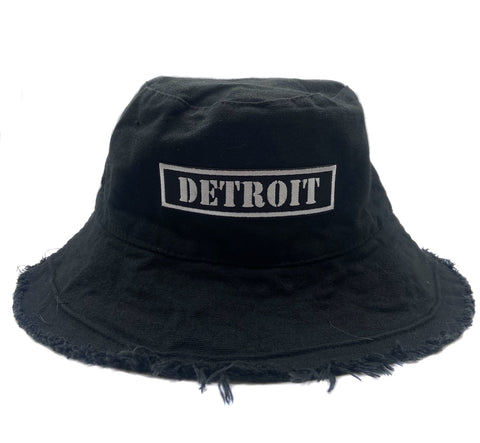 Detroit Biker Style Patch Distressed Bucket Hat
