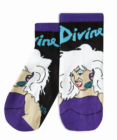 divine the drag queen on purple ankle socks by parquet